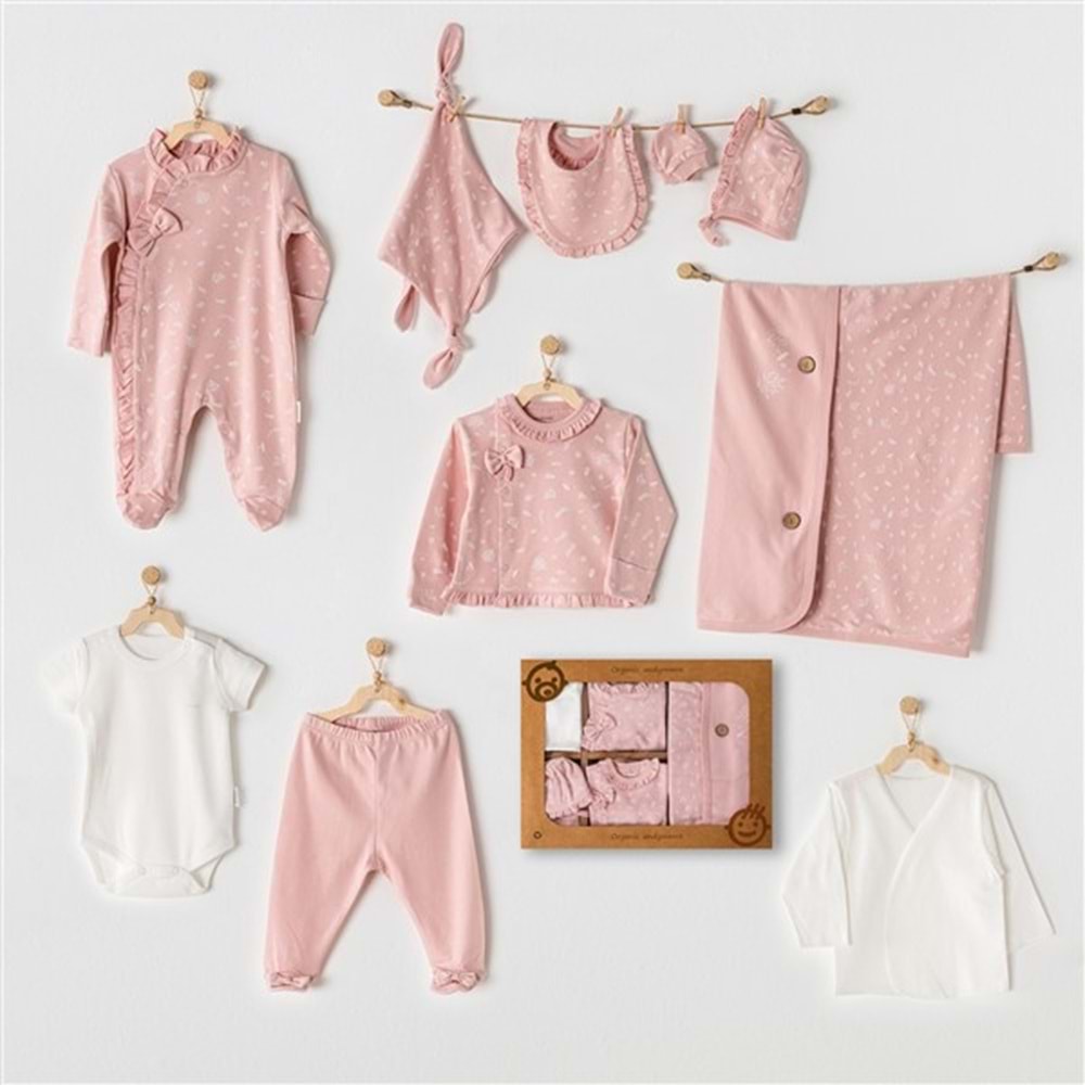 BEBEK HASTANE ÇIKIŞI 10 PCS NEWBORN SET FLORAL100% ORGANIC COTTON