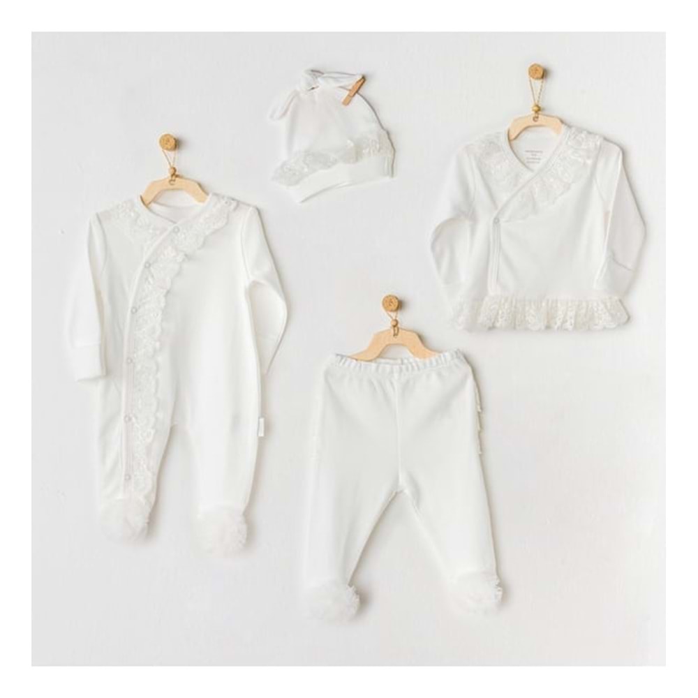BEBEK HASTANE ÇIKIŞI 4 PCS NEWBORN TULLE SET CHIC GIRL
