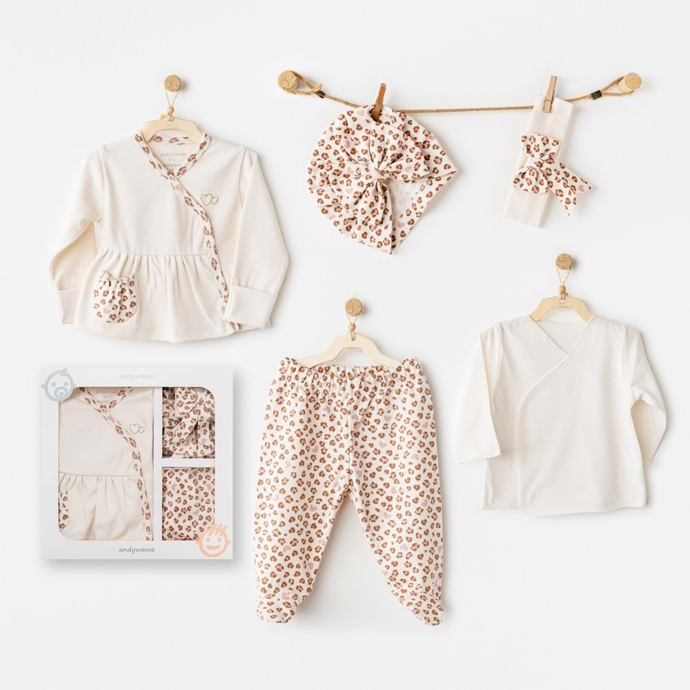 BEBEK HASTANE ÇIKIŞI 5 PCS NEWBORN SET LITTLE LEOPARD