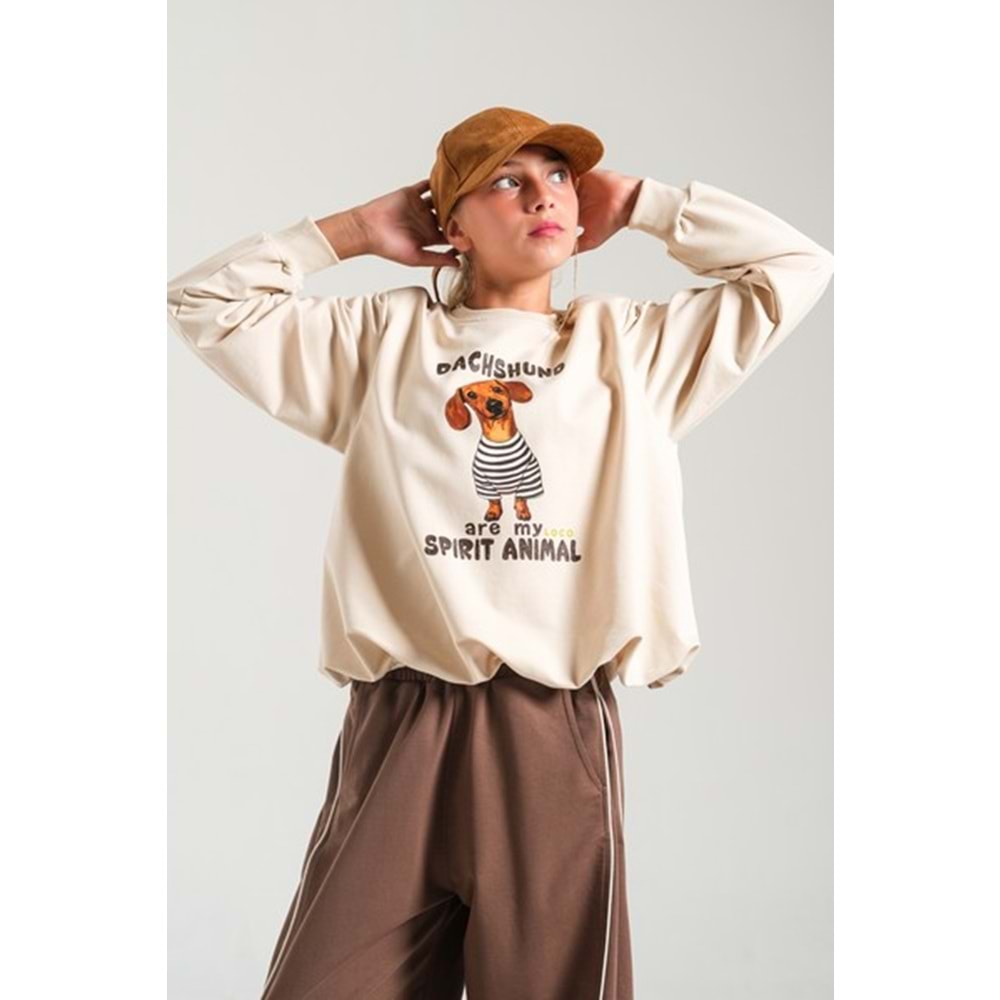8863 SWEATSHIRT - BEJ - 158 CM