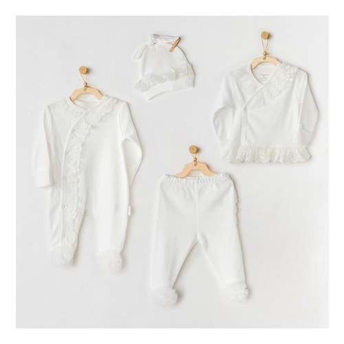 BEBEK HASTANE ÇIKIŞI 4 PCS NEWBORN TULLE SET CHIC GIRL