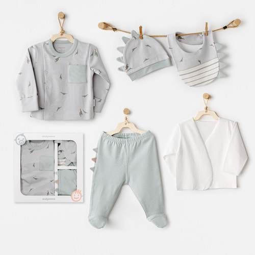 BEBEK HASTANE ÇIKIŞI 5 PCS NEWBORN SET MUMMY S SNUGGLE SAURUS