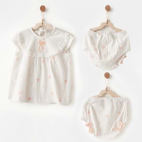 BEBEK ELBİSE TAKIM DRESS SET LITTLE SWAN LOVE