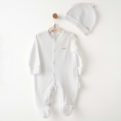 BEBEK TULUM TAKIM ROMPER HAT SET JACQUARD HELLO ELEPHANT