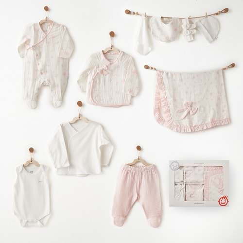 BEBEK HASTANE ÇIKIŞI 10 PCS NEWBORN SET MUSLIN LOVELY DAY