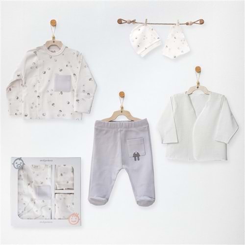 BEBEK HASTANE ÇIKIŞI 5 PCS NEWBORN SET HEDGEGOG FAMILY