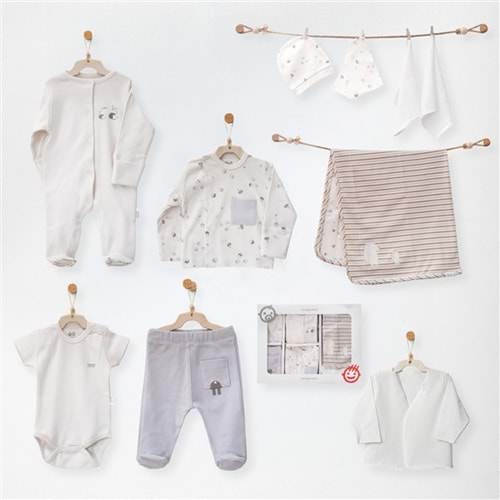 BEBEK HASTANE ÇIKIŞI 10 PCS NEWBORN SET HEDGEGOG FAMILY