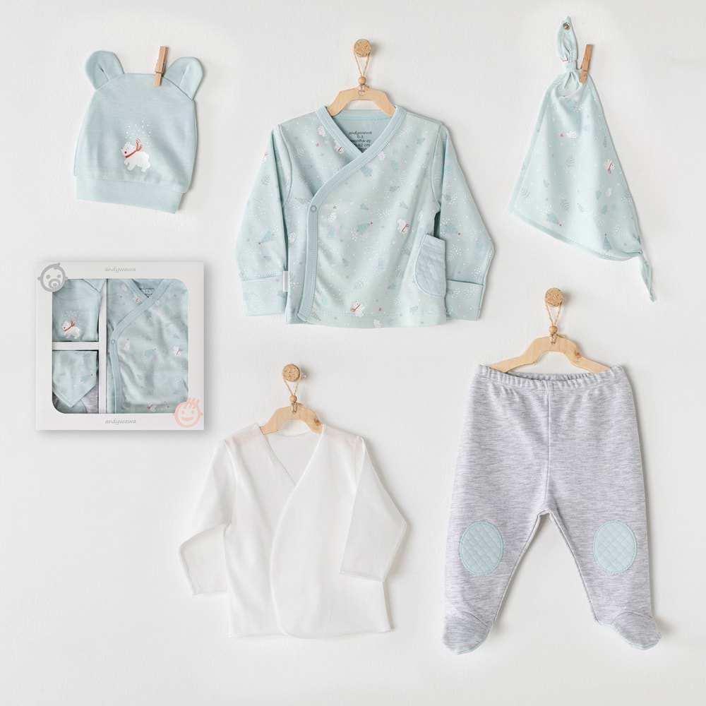 BEBEK HASTANE ÇIKIŞI 5 PCS NEWBORN SET LITTLE POLAR BEAR