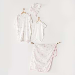 BEBEK HASTANE ÇIKIŞI 4 PCS NEWBORN TULLE SET SQUIRRELS IN THE FOREST