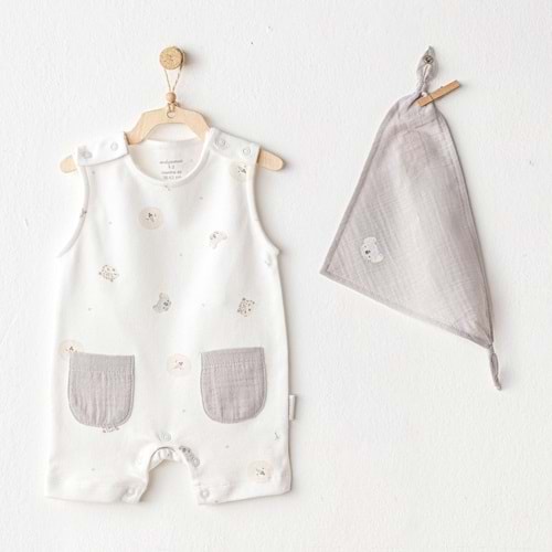 BEBEK TULUM TAKIM ROMPER BIBS SET HAPPY ANIMALS