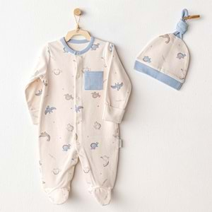 BEBEK TULUM TAKIM ROMPER HAT SET DINO