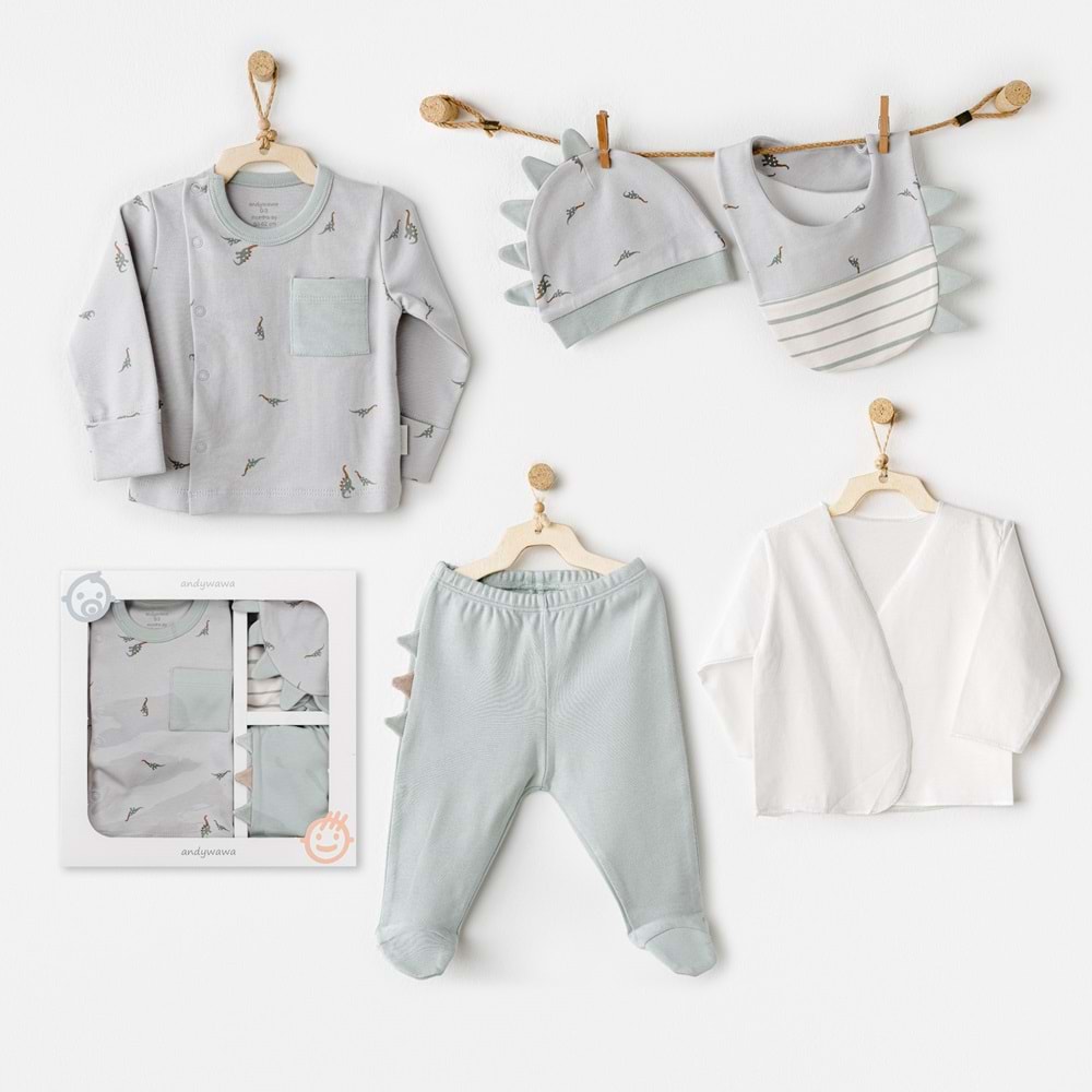 BEBEK HASTANE ÇIKIŞI 5 PCS NEWBORN SET MUMMY S SNUGGLE SAURUS